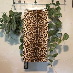 Leopard print pencil skirt.